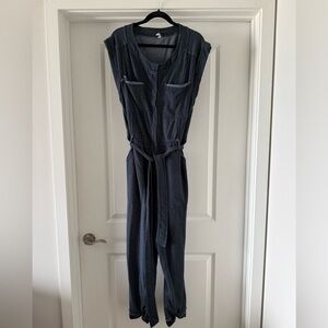 Anthropologie Navy Sleeveless Jumpsuit